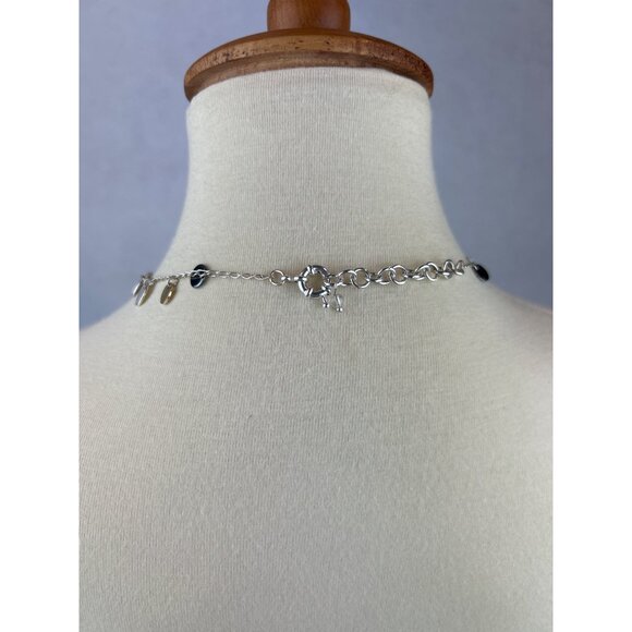 Multi Color Metal Disc Necklace Adjustable Silver Gold Tone - Picture 2 of 6